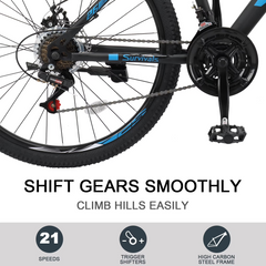 UBesGoo 26" Lightweight Explorer Mountain Bike, 21-Speed for Men and Women Disc Brakes & Suspension, Red/Black