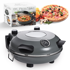 COOK WITH COLOR Pizza Oven, Electric Indoor Pizza Maker, Countertop Pizza Cooker, Black