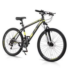 UBesGoo 26" Lightweight Explorer Mountain Bike, 21-Speed for Men and Women Disc Brakes & Suspension, Red/Black
