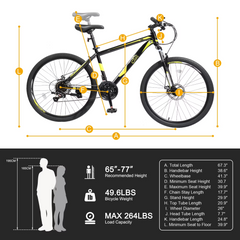 UBesGoo 26" Lightweight Explorer Mountain Bike, 21-Speed for Men and Women Disc Brakes & Suspension, Red/Black