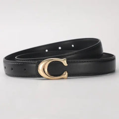Smooth Buckle Belt PU Leather Women Business Casual
