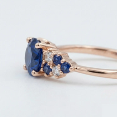 The Celestia • Round Blue Sapphire Cluster Ring