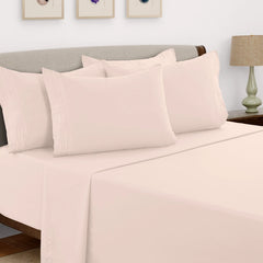 6 Piece Bed Sheet Set 1800 Series Microfiber Comfort Deep Pocket Hotel Bed Sheet