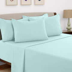 6 Piece Bed Sheet Set 1800 Series Microfiber Comfort Deep Pocket Hotel Bed Sheet