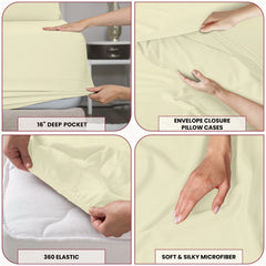 6 Piece Bed Sheet Set 1800 Series Microfiber Comfort Deep Pocket Hotel Bed Sheet