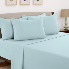 6 Piece Bed Sheet Set 1800 Series Microfiber Comfort Deep Pocket Hotel Bed Sheet