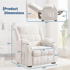 Oversized Power Recliner Chair 26'' Seat Electric Reclining W/ Massage & Heat