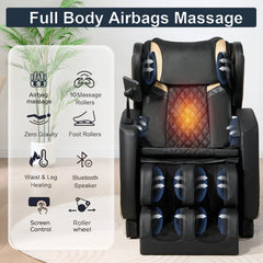 New Full Body Air Pressure Shiatsu Massage Chair Recliner ZERO GRAVITY Black