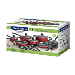 18 Piece Cookware Set Nonstick Pots and Pans Home Kitchen Cooking Non Stick, Red