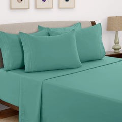 6 Piece Bed Sheet Set 1800 Series Microfiber Comfort Deep Pocket Hotel Bed Sheet