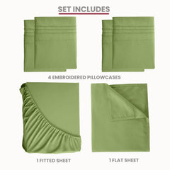6 Piece Bed Sheet Set 1800 Series Microfiber Comfort Deep Pocket Hotel Bed Sheet