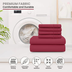 6 Piece Bed Sheet Set 1800 Series Microfiber Comfort Deep Pocket Hotel Bed Sheet