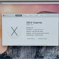Apple MacBook Air 11-inch A1465 2012 Core i5 4GB 128GB - 2 Cycle count