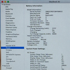 Apple MacBook Air 13-inch A1466 2015 Core i5 8GB RAM 128GB 112 Cycles