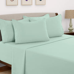 6 Piece Bed Sheet Set 1800 Series Microfiber Comfort Deep Pocket Hotel Bed Sheet
