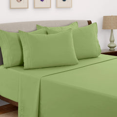 6 Piece Bed Sheet Set 1800 Series Microfiber Comfort Deep Pocket Hotel Bed Sheet