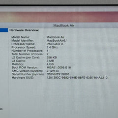 Apple MacBook Air 11-inch A1465 2012 Core i5 4GB 128GB - 2 Cycle count