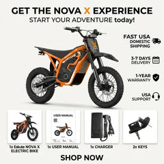 ESKUTE Nova X E-Bike für Erwachsene, Vatertagsgeschenk, 4000 W Spitzenleistung, Offroad-E-Bike mit Vollfederung, 48 V 22,8 Ah, All-Terrain-Fahrrad für Campingausrüstung