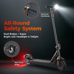 Electric Scooter, 19 MPH Max Speed, 21 Miles Range, 350W Motor, Long Range Battery, 8.5'' Solid Tires, Climbable, Dual Brakes, App, Foldable Portable Commuter Scooter, Perfect Gift for Adults Teens