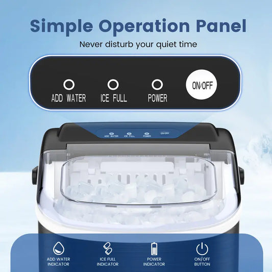 COWSAR Bullet Ice Maker Countertop with Self-Cleaning, Staninless Steel or ABS Plastic, 26.5lbs/24Hrs, 6 Mins/9 Pcs Bullet Ice, Portable Ice Maker for Kitchen/Home/Office/Party/RV