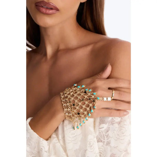 Free Spirit Hand Chain - Gold/Blue