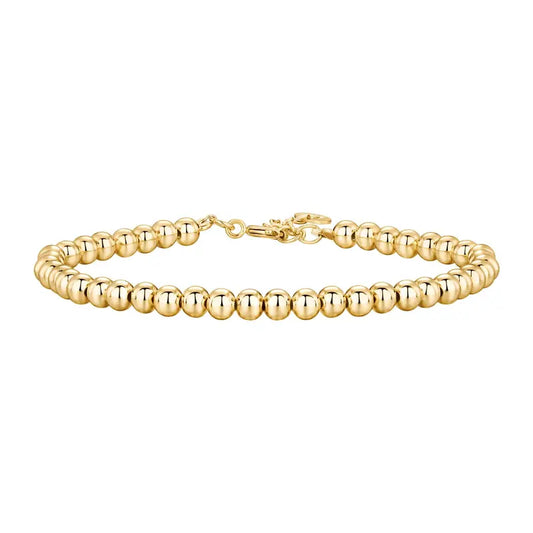 PAVOI Beaded Bracelet for Women - 14K Gold Plated Lightweight Womens Ball Bracelet - Gold Bracelets Cute Stackable Jewelry