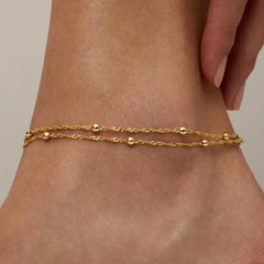 Gold Plated Beaded Anklet for Women