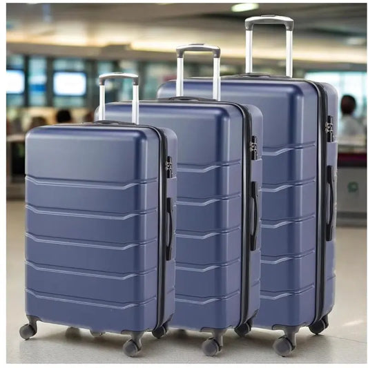 Set of 3 Hardside Luggage, Expandable Rolling Luggage with TSA Lock and Spinner Wheels, Blue