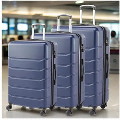 Set of 3 Hardside Luggage, Expandable Rolling Luggage with TSA Lock and Spinner Wheels, Blue