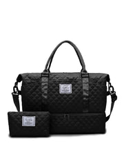 Large Capacity Travel Bag Set, Letter Pattern Zipper Travel Bag with Shoe Compartment, Casual Sports Fitness Bag for Women & Men, Weekender Travel Set