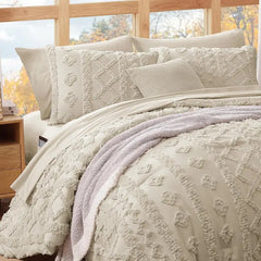 Full Size Comforter Set Autumn Leaf, Tufted Boho Bedding Farmhouse Bed Set, All Season 7 Pieces Bed in a Bag with Sheets, Pillowcases & Shams