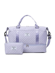 Large Capacity Travel Bag Set, Letter Pattern Zipper Travel Bag with Shoe Compartment, Casual Sports Fitness Bag for Women & Men, Weekender Travel Set