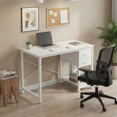 Computer PC Desk - Home Office Workstation with Drawers, X-Shaped Reinforcement, Sturdy Metal Frame, Side Hook, Modern Study Table