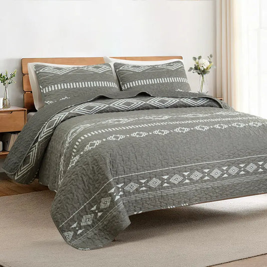 【dealsforyou】Parures de lit réversibles imprimées ultra douces Baleines Flottilla, très grand lit, couvre-lits et couvre-lits légers à motifs géométriques et rayures avec 2 taies d'oreiller pour toutes les saisons