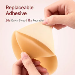 PUFF Adhesive Bra – No.1 Push-up Sticky Bra, Waterproof & Sweat-proof Invisible Bra, Reusable Silicone Adhesive Bra for Women, Includes Storage Board & Replaceable Pads
