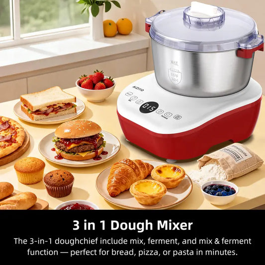 AIZIYO DoughChief 7Qt Electric Dough Mixer with Ferment Function, Dough Maker with 304 Stainless Steel Bowl, Microcomputer Control, Face-up Touch Panel, Easy To Clean for Bread & Pizza