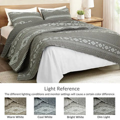 【dealsforyou】Parures de lit réversibles imprimées ultra douces Baleines Flottilla, très grand lit, couvre-lits et couvre-lits légers à motifs géométriques et rayures avec 2 taies d'oreiller pour toutes les saisons