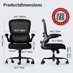 330 lbs Ergonomic Mesh Office Chair – Reclining Swivel Rolling Desk Chair