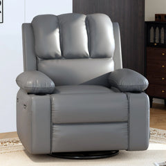 360° Swivel Rocker Recliner Chair with Massage & Heat, Manual PU Leather Recliner