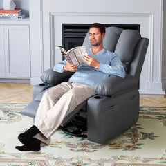 360° Swivel Rocker Recliner Chair with Massage & Heat, Manual PU Leather Recliner