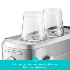 CASABREWS CM5418BC Stainless Steel Espresso Machine - 20 Bar Pressure, Integrated Milk Frother, Pressure Display, Compact, Perfect for Ground Coffee Extraction, Latte Cappuccino Maker