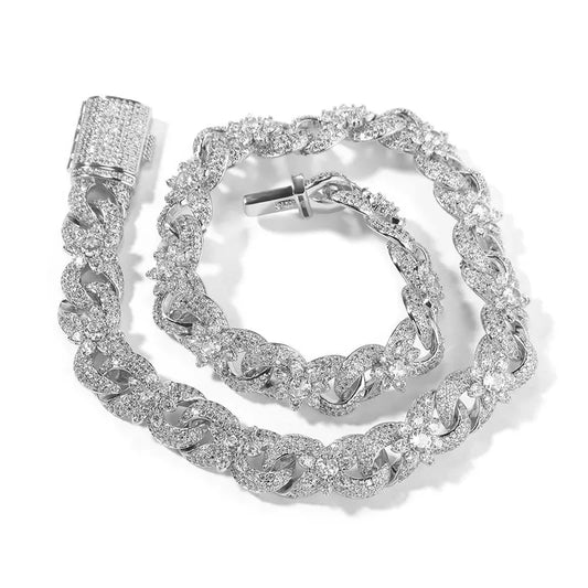 1-100 Niche design flower zircon infinite chain necklace trendy brand versatile high-end hip-hop accessories