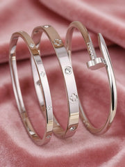 Damen-Armbandset aus Edelstahl, Blumen-Nageldesign, lässiger Stil, elegantes Schmuckarmband für Frauen, perfektes Geschenk für sie, hochwertiges Armband