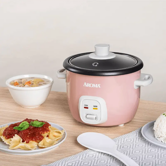 AROMA  4-Cup Cooked/ 1Qt. Rice & Grain Cooker, One-Touch Operation, Automatic Warm Mode, ARC-302NGP #Baby Pink