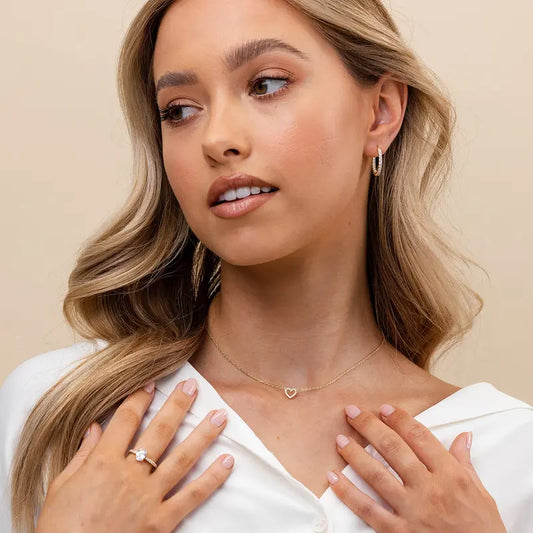PAVOI Cubic Zirconia Heart Necklace - 14K Gold Plated Cute Dainty Love Pendant Necklaces for Women - Choker Heart Pendant Necklace Jewelry Gifts