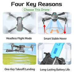Aerial Photography Drone, Foldable Kids RC Quadcopter with Dual Cameras, Beginner Drone with Headless Mode, One-key Takeoff & One-key Landing, Foldable WiFi FPV Drone, Perfect Holiday, Carnival and New Year Gifts for Kids Ages 14+, TongLi Drone