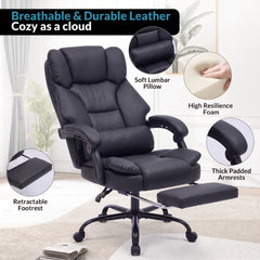 400 LBS Big & Tall Heavy Duty Ergonomic Reclining Office Chair with Footrest