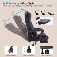 400 LBS Big & Tall Heavy Duty Ergonomic Reclining Office Chair with Footrest