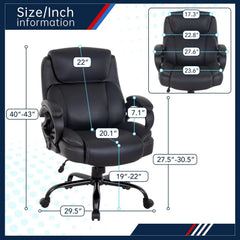 400 lb Big & Tall Office Chair – Wide Seat Ergonomic Desk Chair with Lumbar Support & Arms