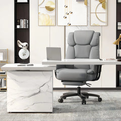 400 lbs Big & Tall Reclining Office Chair with Footrest – High Back Gray Desk Chair